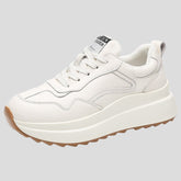 White Leather Platform Sneakers Women's Stylish Footwear