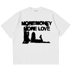 Camiseta gráfica extragrande de algodón "More Money More Love" para hombre