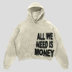 Gothic Oversized Hoodie mit schwarzer Grafik für Damen