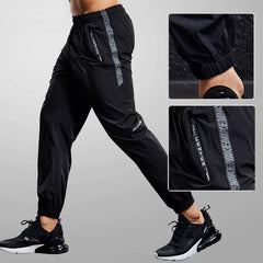 Schnelltrocknende Sport-Workout-Leggings für Herren mit Reißverschlusstaschen