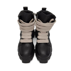 Style Cross-Tied Chunky Bottom Leather Men's British Ankle Boots