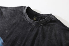 Camisetas góticas lavadas y holgadas con esqueleto para hombre