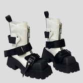 Stiefel mit Gürtelschnalle und Reißverschluss, halbhoch für Damen