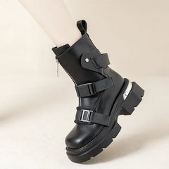 Botines de plataforma gruesa con detalle de hebilla de cinturón moderno