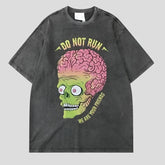 Camisetas gráficas lavadas de calavera zombi para hombre
