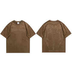 Camiseta de esqueleto con alas de diablo de gamuza