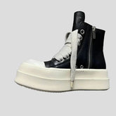 High Top Unisex Leder Sneaker Motorradstiefel Jumbo Schnürer Reißverschluss Luxus