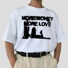 Camiseta gráfica extragrande de algodón "More Money More Love" para hombre