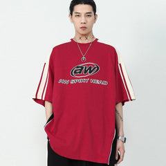Short Sleeve Letter Print Color Contrast T-shirts for Men