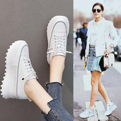Platform Leather Sneaker Pumps for Women