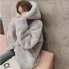 Women's Faux Fur Fluffy Hooded Winter Jacket
