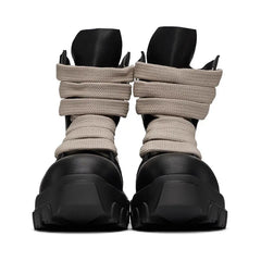 Style Cross-Tied Chunky Bottom Leather Men's British Ankle Boots