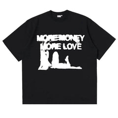 Camiseta gráfica extragrande de algodón "More Money More Love" para hombre