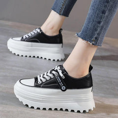 Platform Leather Sneaker Pumps for Women