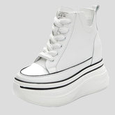 Botines de plataforma de piel de 10 cm para mujer