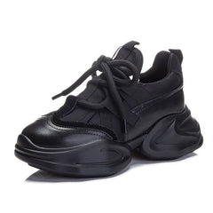 Women's 8cm Leather Air Mesh Platform Sneakers