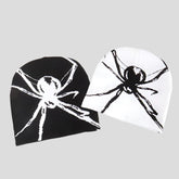 Spider Print Knit Beanie Y2K Fashion Wool Cap