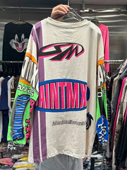 Camisetas de algodón con estampado de letras para mujer, de moda, de manga larga