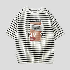 Womens Oversized Graphic Tee - Classic Striped