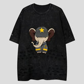 Patchwork T Shirt for Men's Elephant Ripped Tee