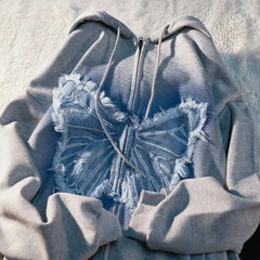 Schmetterlings-Kapuzenpullover - Y2k Patch Design