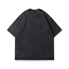 Camisetas góticas lavadas y holgadas con esqueleto para hombre