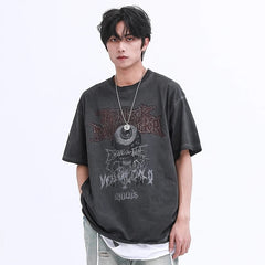 Enigmatic Gaze Men's Oversized Evil Eye Graphic Print T-Shirt
