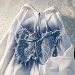 Schmetterlings-Kapuzenpullover - Y2k Patch Design