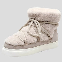 Women Wool Suede Ankle Flat Boots