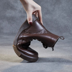 Handgemachte Retro Leder Stiefeletten Damen Winter Flats