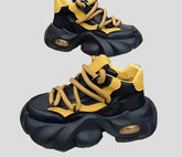 Microfiber Leather Upper Increased Platform Stylish Sneakers