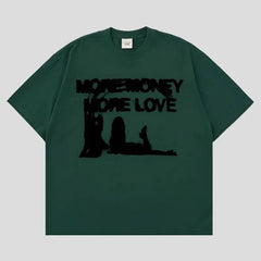 Camiseta gráfica extragrande de algodón "More Money More Love" para hombre