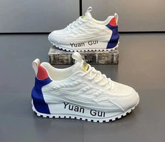 Men's Yuan Gui Platform Trainers Fusion of Leather & Mesh Shoes
