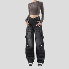 Emo Black Cargo Jeans for Women