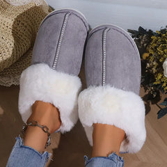 Winter Indoor Home Slippers Women's Faux Suede