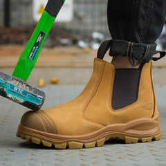 Genuine Leather Work Safety Chelsea Boots for Men