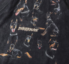 Camiseta gráfica de dóberman desgastado para hombre