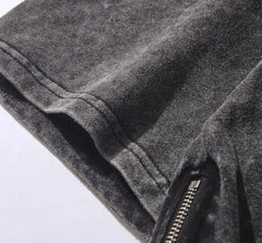 Camiseta desgastada con lavado ácido - Estilo gótico de algodón para hombre