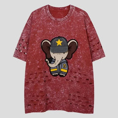 Camiseta de patchwork para hombre con diseño de elefante roto