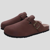 Zuecos Boston de ante para mujer con plantilla de corcho