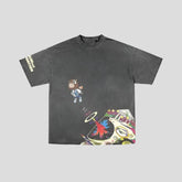Camiseta negra lavada - Estilo urbano de graduación de Kanye West