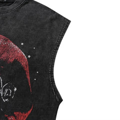 Oversized Graphic T Shirts - Lip Print Cotton Washed Loose Streetwear