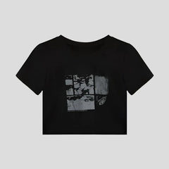 Crop Tops aus Baumwolle mit Grafik für Damen