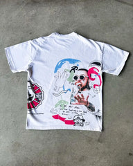 Retro Street Portrait Tee Men's Oversized Top