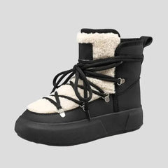 Ankle Black Platform Booties Plush Lining for Women