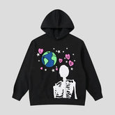 Cosmic Love Skeleton Hoodie Retro Street Vibes with Earthly Affection for Men