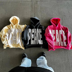 Peace Hoodie Unisex Lockerer Stil