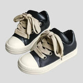 Unisex Black Low Top Chunky Sneakers - Fashion Vulcanized Shoes