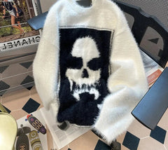 Bequeme Pullover für den Winter mit Totenkopf-Motiv für Herren