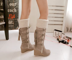 Botas de nieve antideslizantes hasta la rodilla de felpa